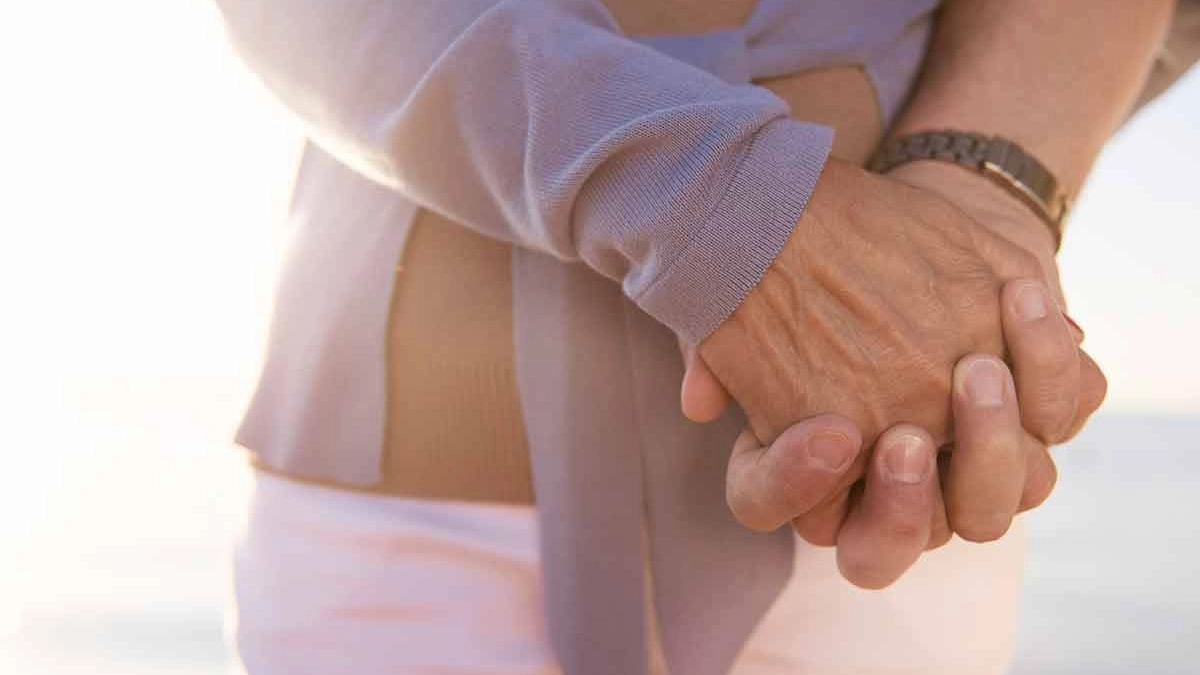 Close-up of two individuals holding hands